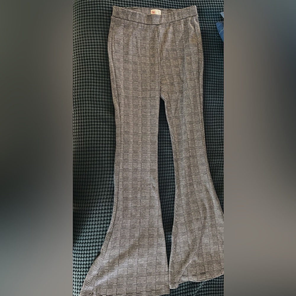 Flared Plaid Pants